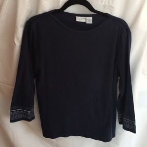 Sonoma Lifestyle Quartet Sleeve Embroidered Top